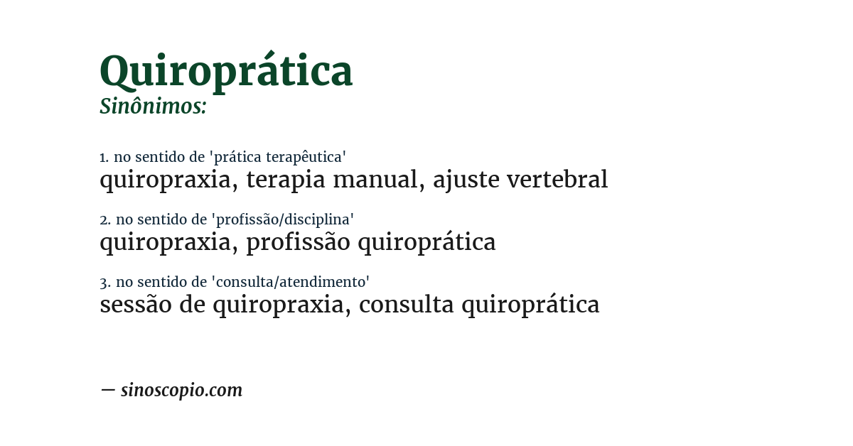 Sinônimo de quiroprática