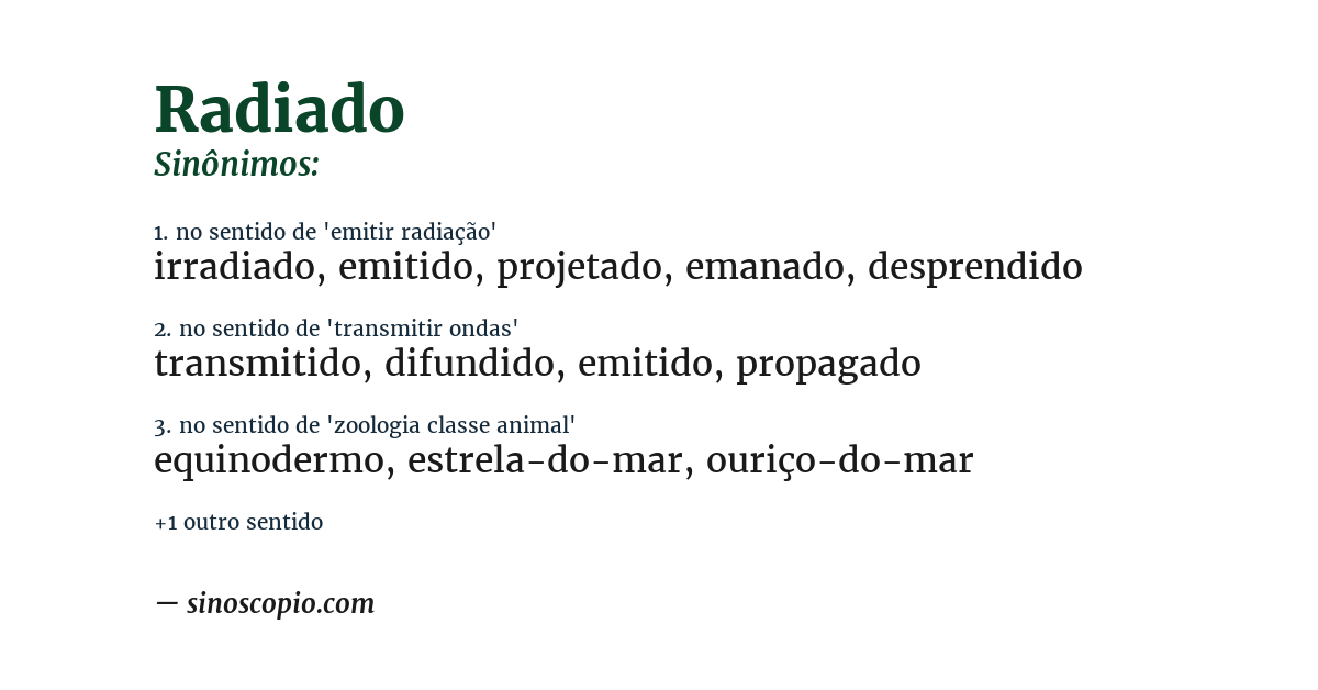 Sinônimo de radiado