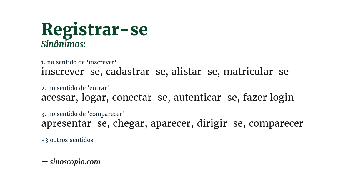 Sinônimo de registrar-se