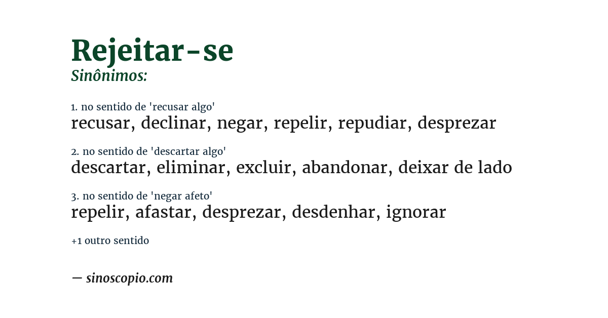 Sinônimo de rejeitar-se