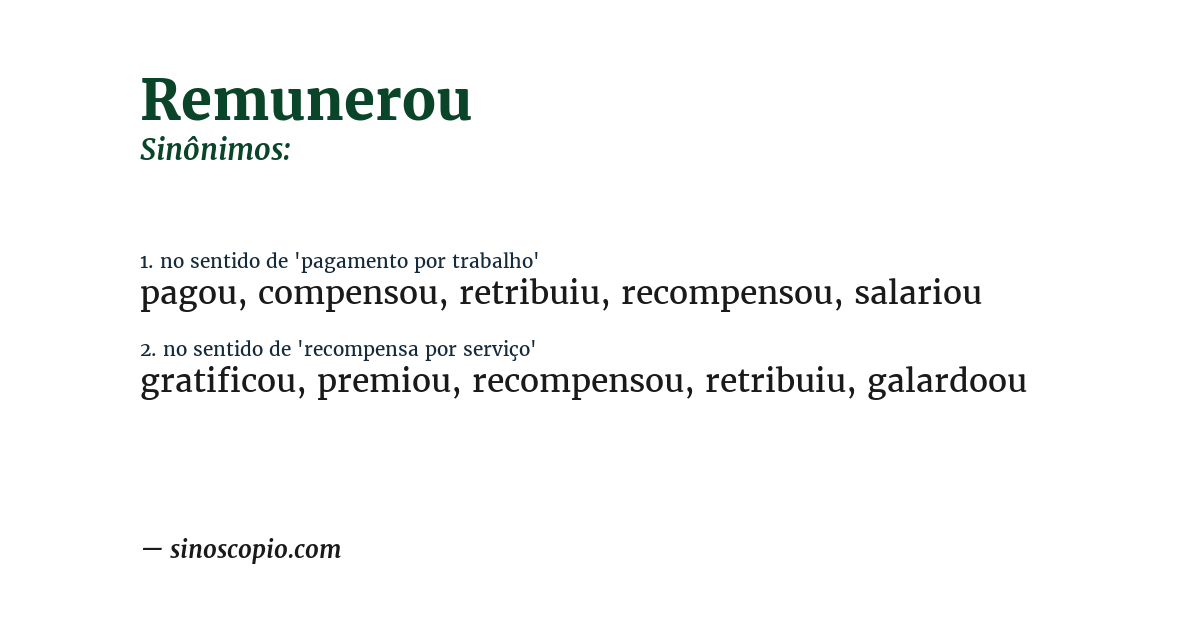 Sinônimo de remunerou