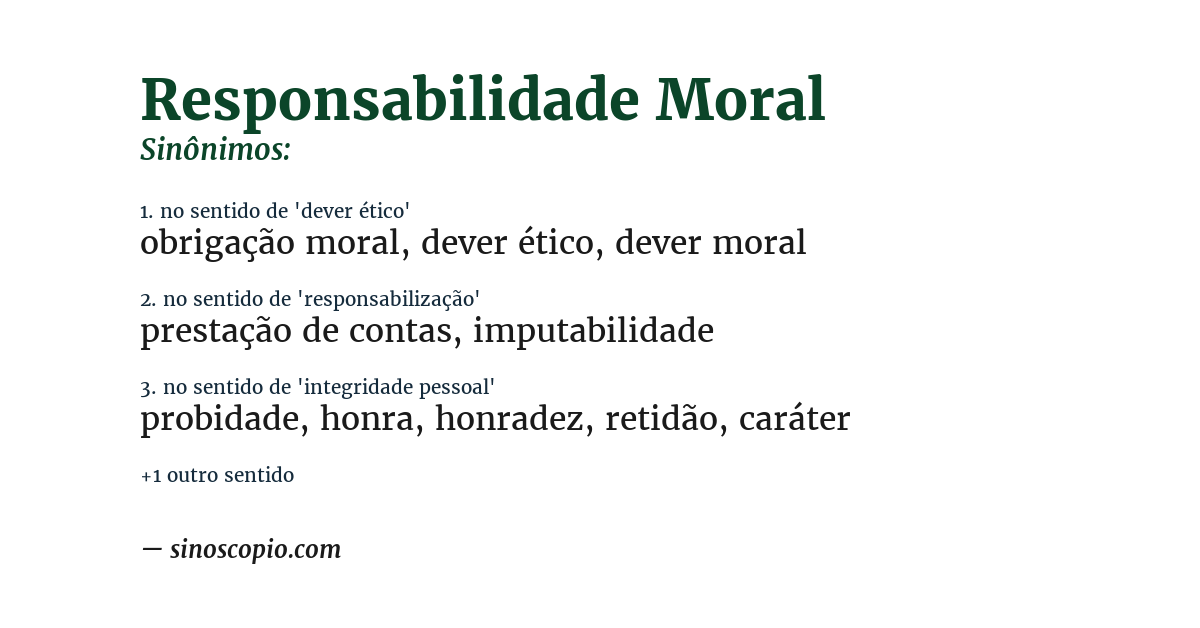 Sinônimo de responsabilidade moral