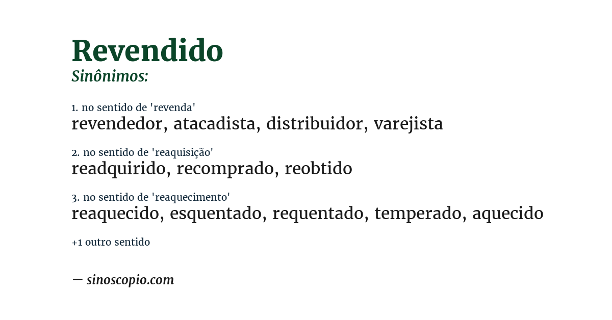 Sinônimo de revendido