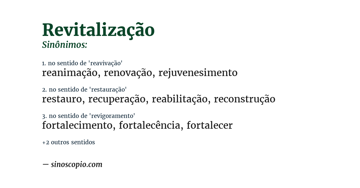 Sinônimo de revitalização