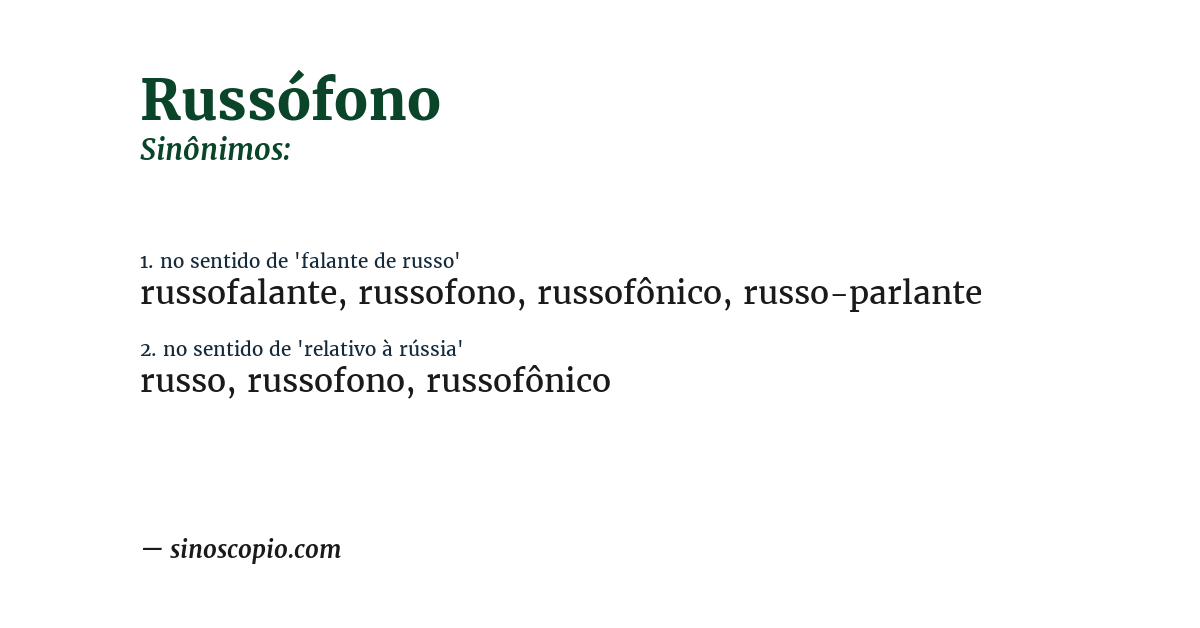 Sinônimo de russófono