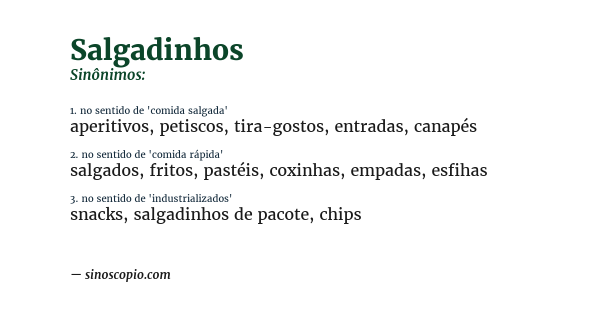 Sinônimo de salgadinhos