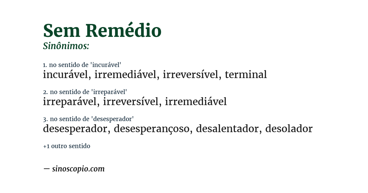 Sinônimo de sem remédio
