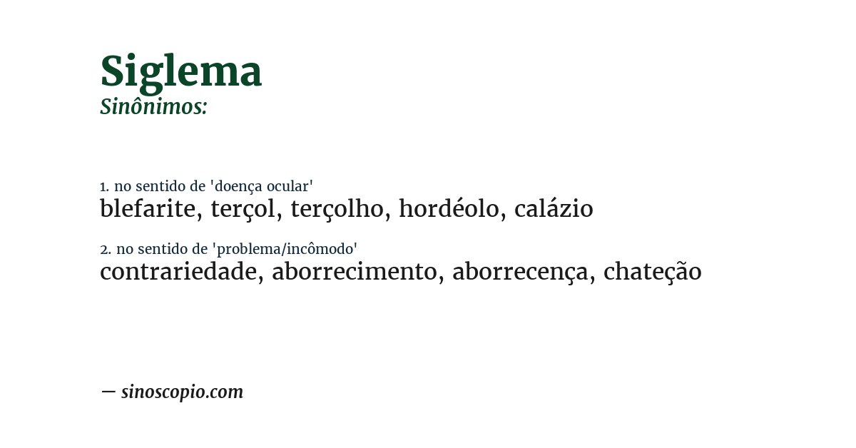 Sinônimo de siglema