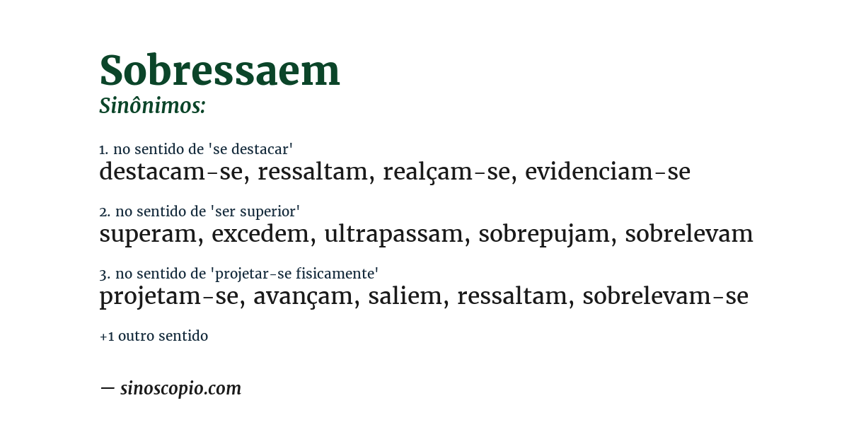 Sinônimo de sobressaem