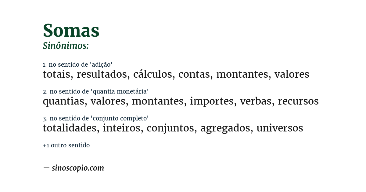Sinônimo de somas