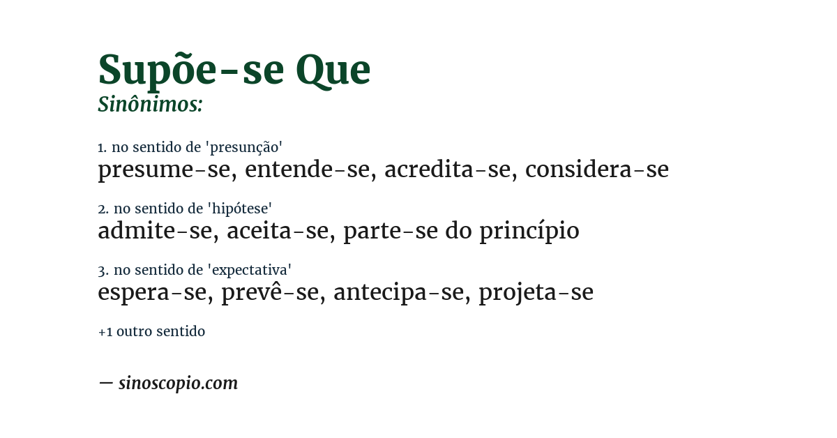 Sinônimo de supõe-se que