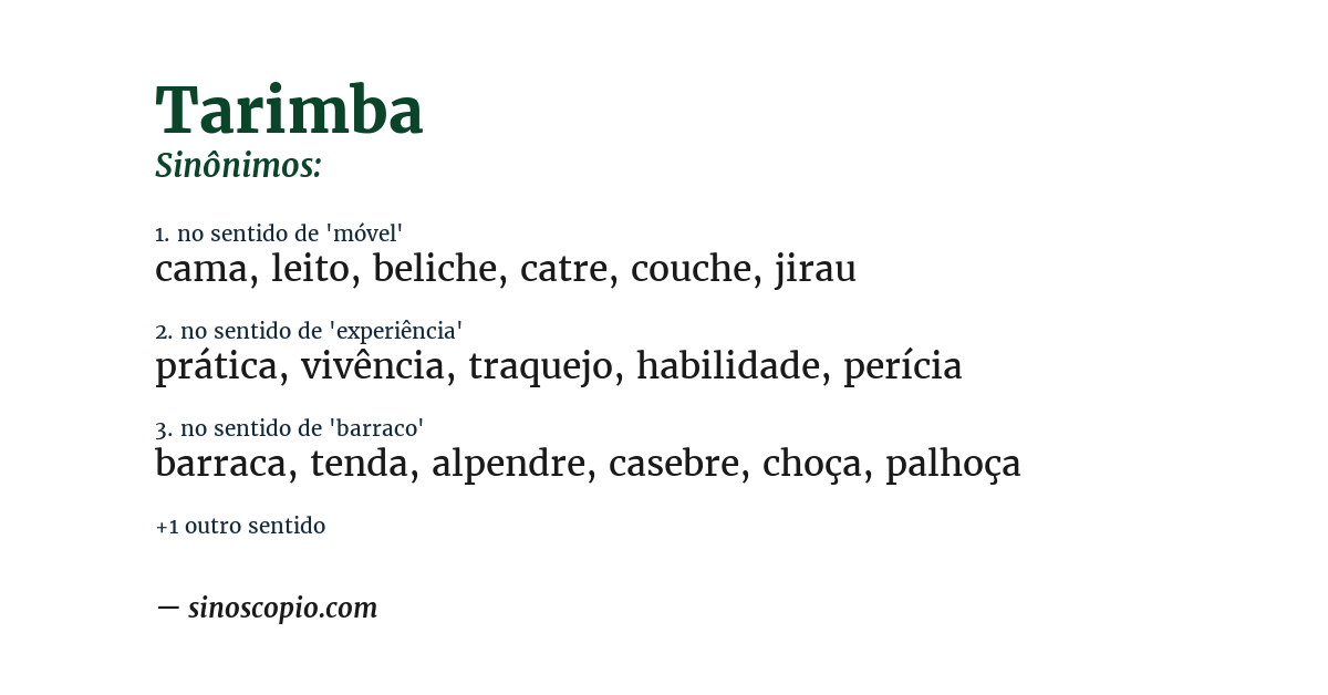 Sinônimo de tarimba