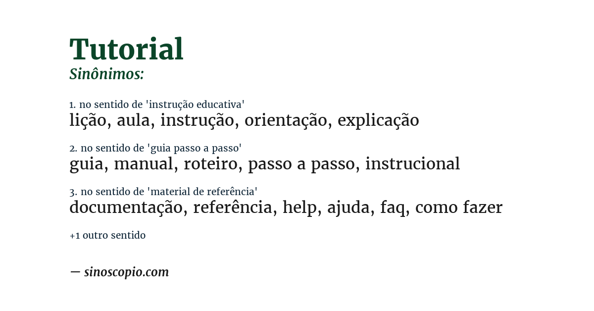 Sinônimo de tutorial