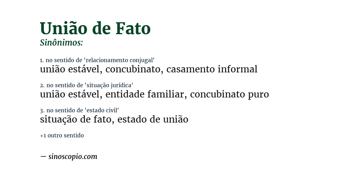 Sinônimo de união de fato