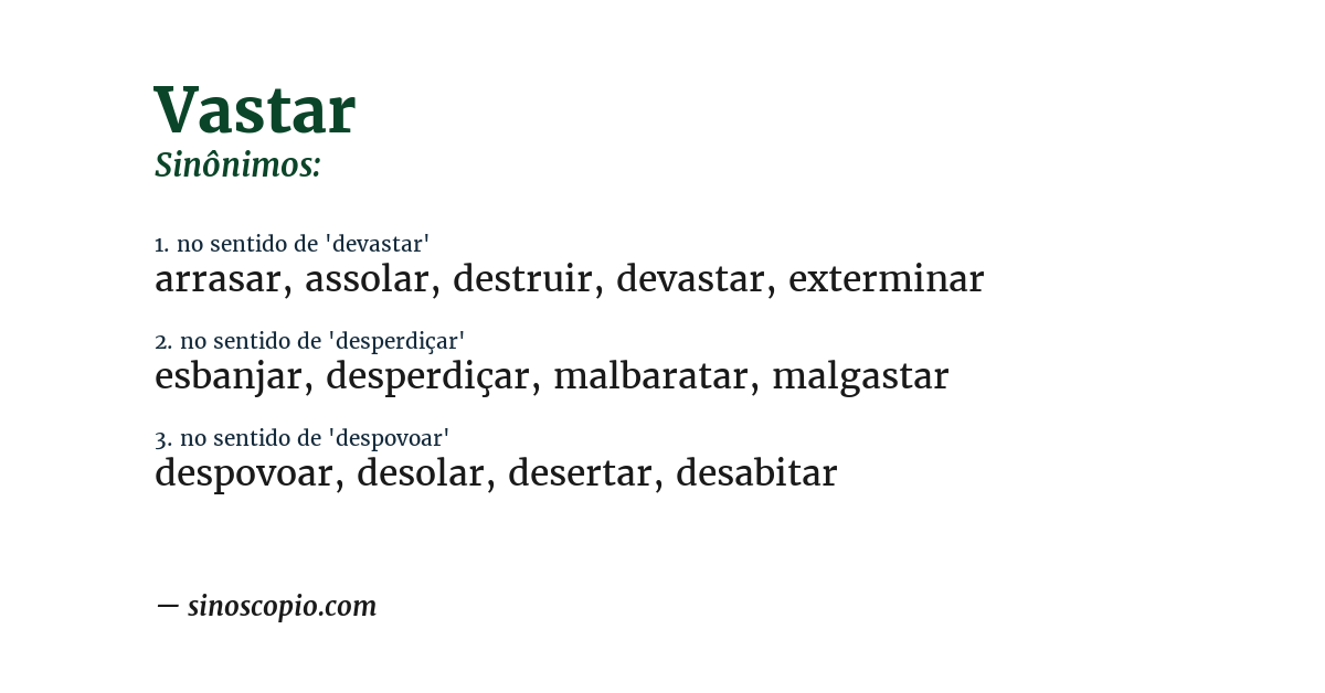 Sinônimo de vastar