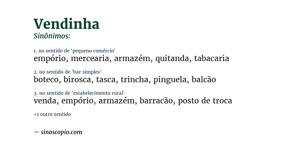 Sinônimo de vendinha