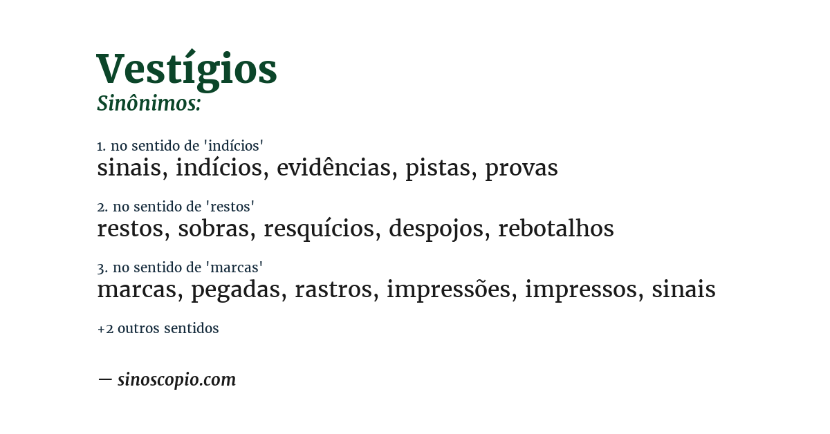 Sinônimo de vestígios