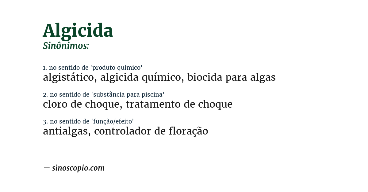 Sinônimo de algicida