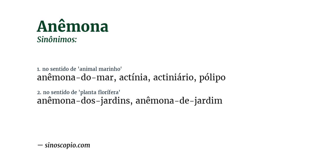 Sinônimo de anêmona