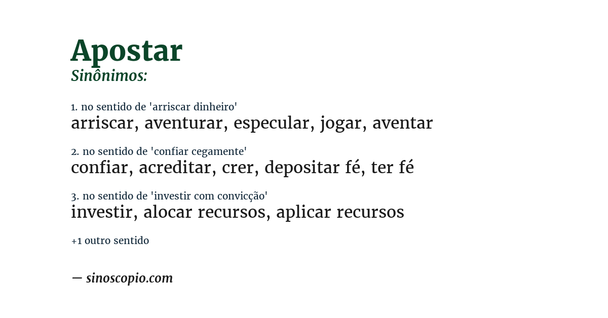 Sinônimo de apostar