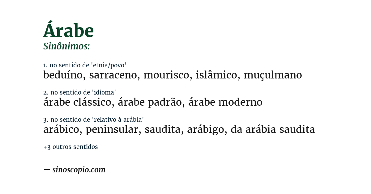 Sinônimo de árabe