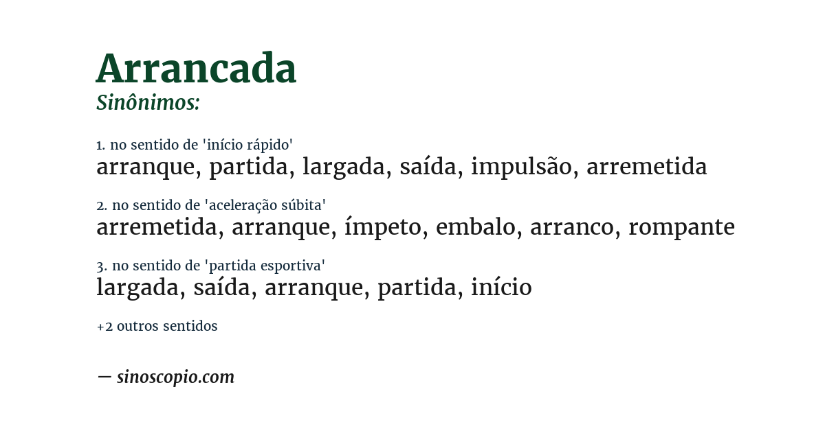 Sinônimo de arrancada