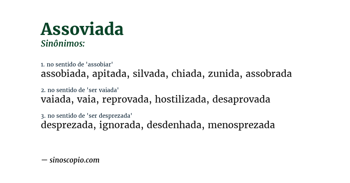 Sinônimo de assoviada