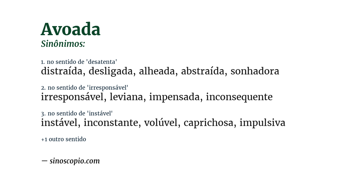 Sinônimo de avoada