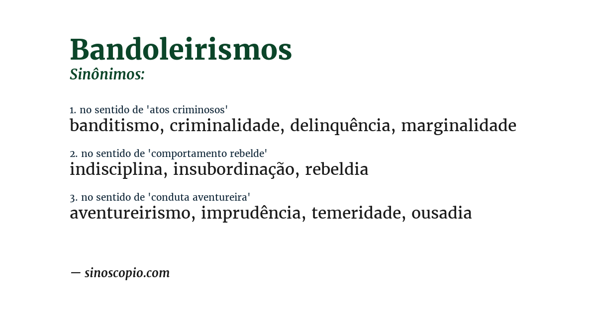Sinônimo de bandoleirismos