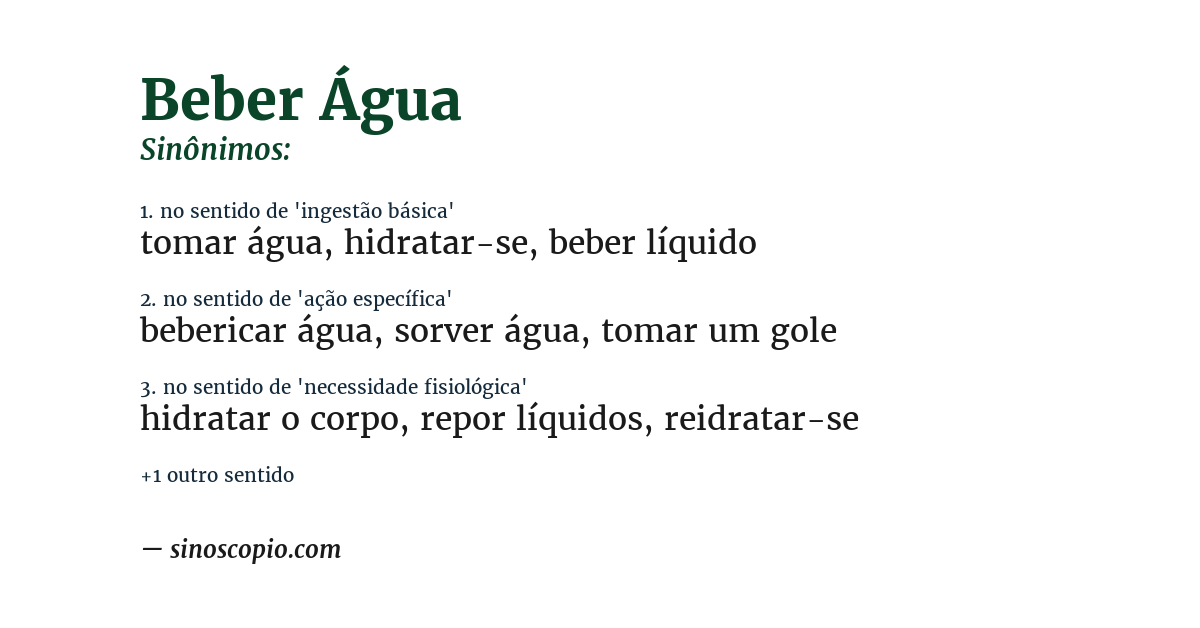 Sinônimo de beber água