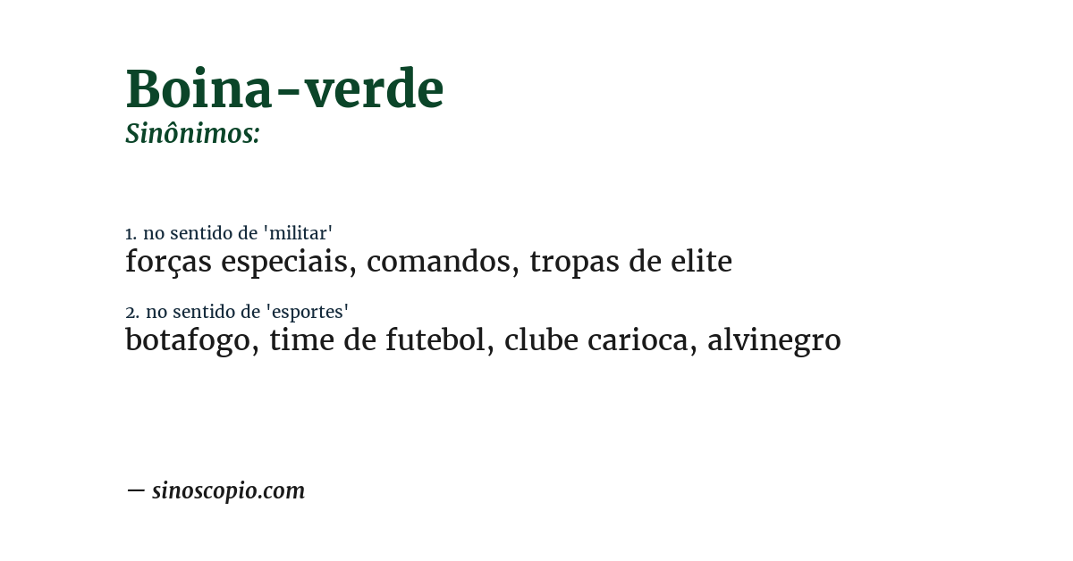 Sinônimo de boina-verde
