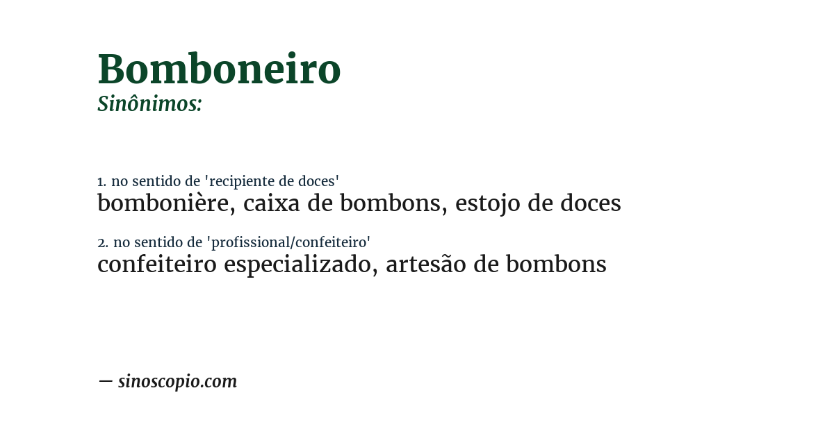 Sinônimo de bomboneiro