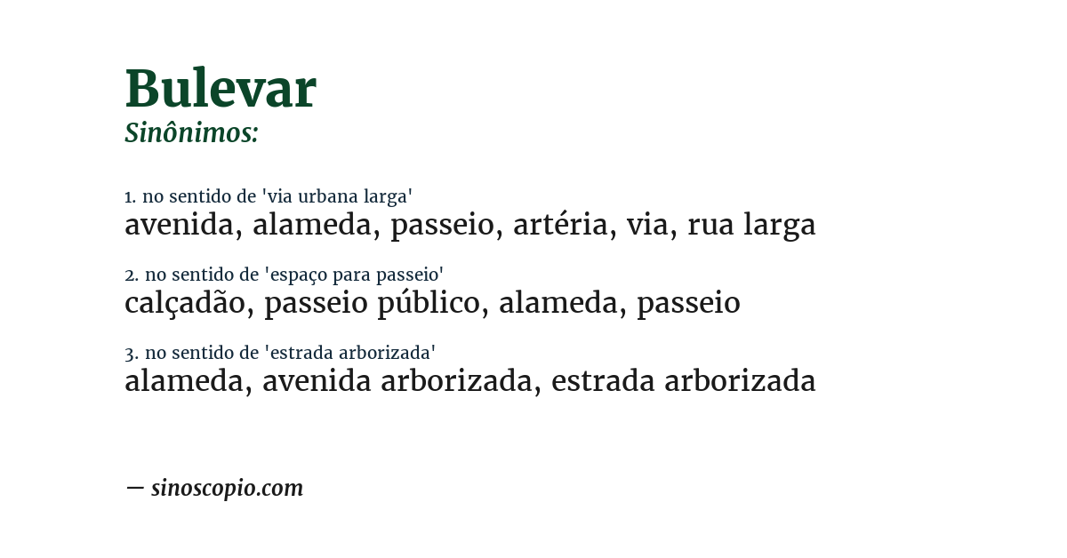Sinônimo de bulevar