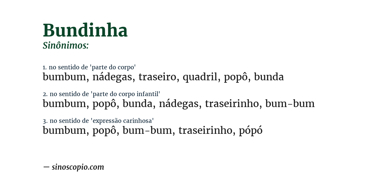 Sinônimo de bundinha