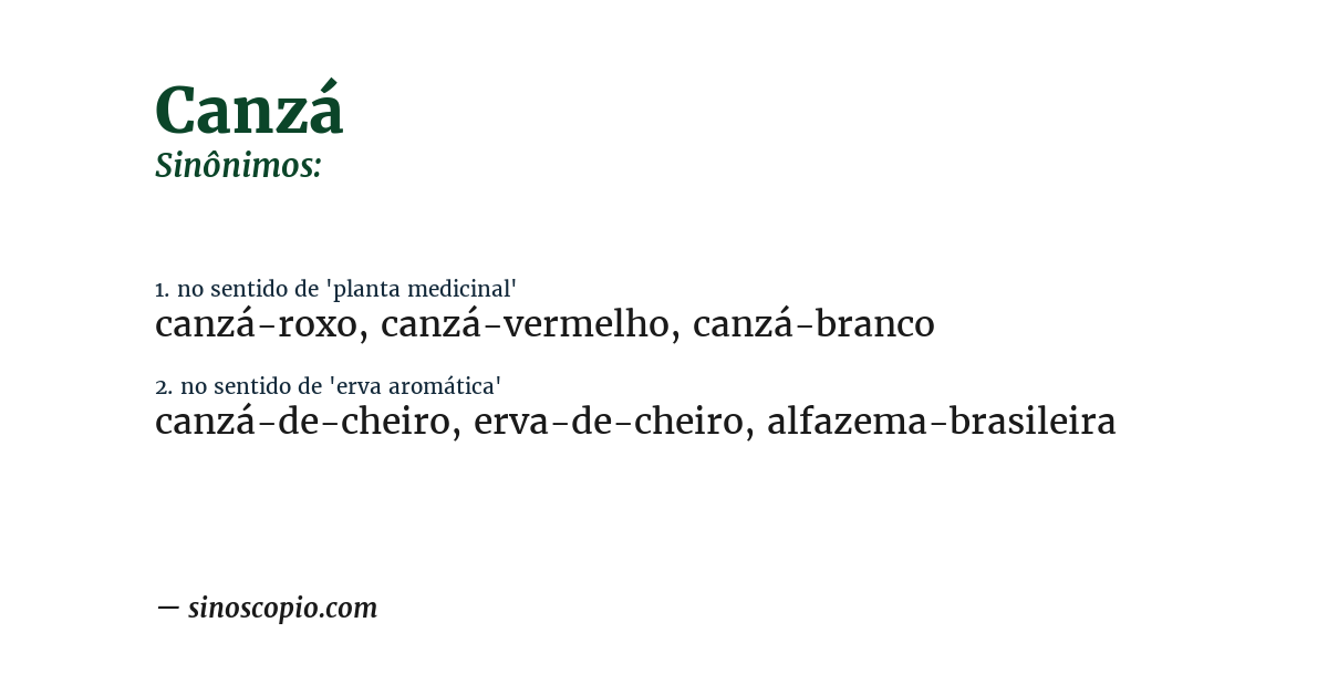 Sinônimo de canzá