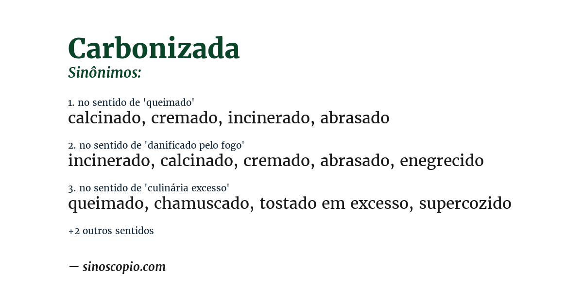 Sinônimo de carbonizada