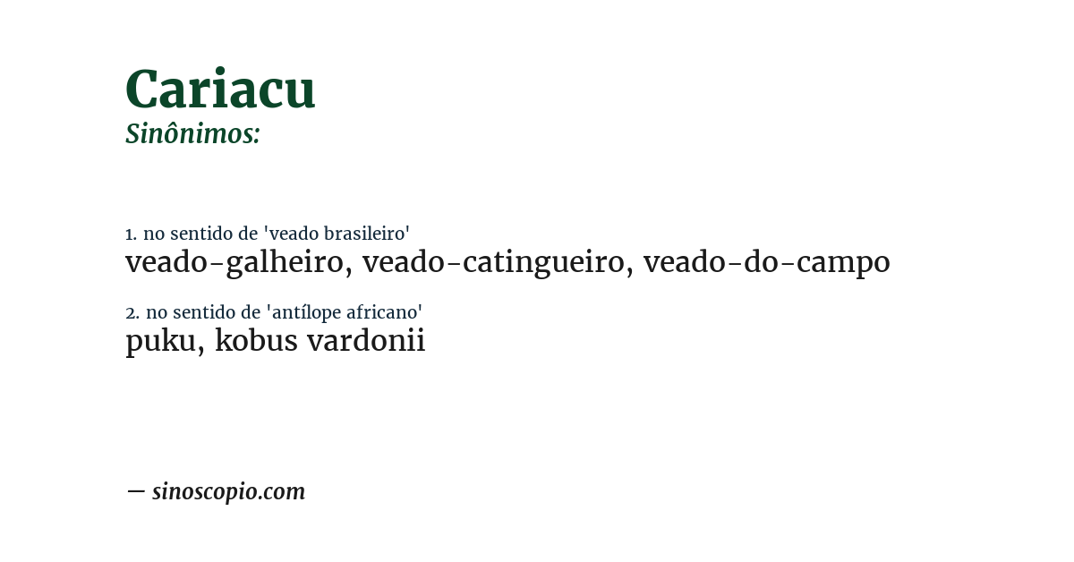 Sinônimo de cariacu