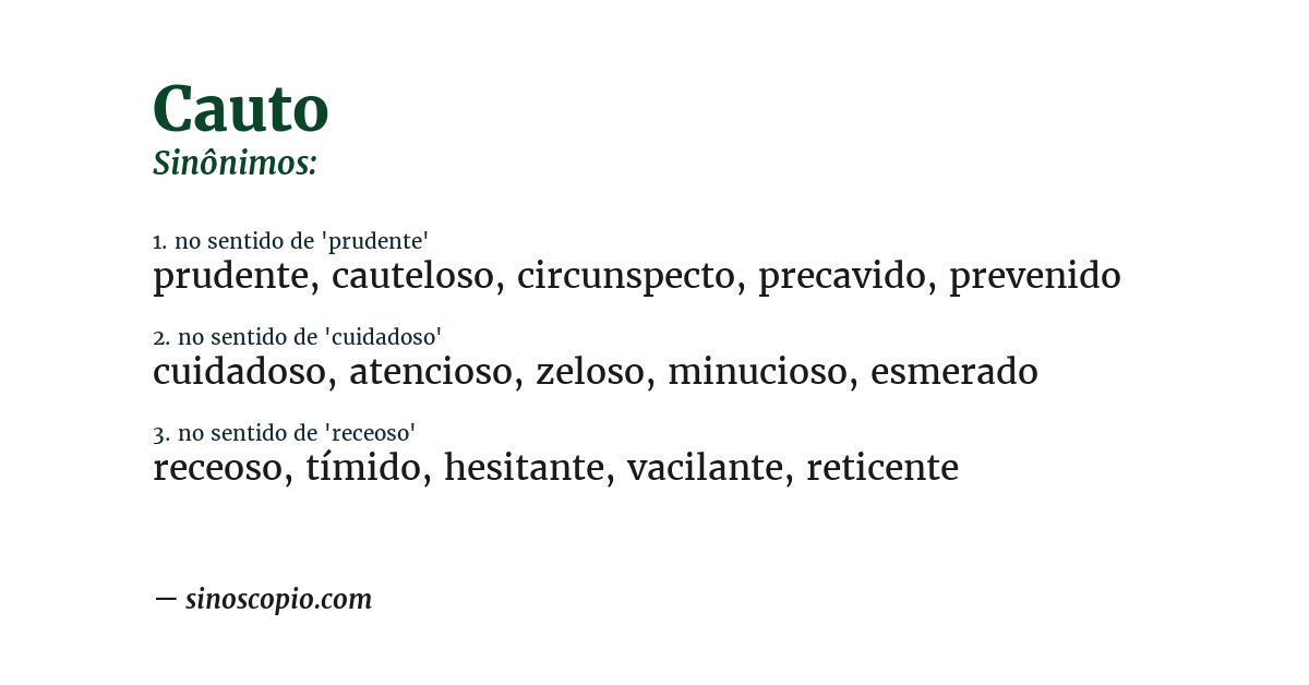 Sinônimo de cauto