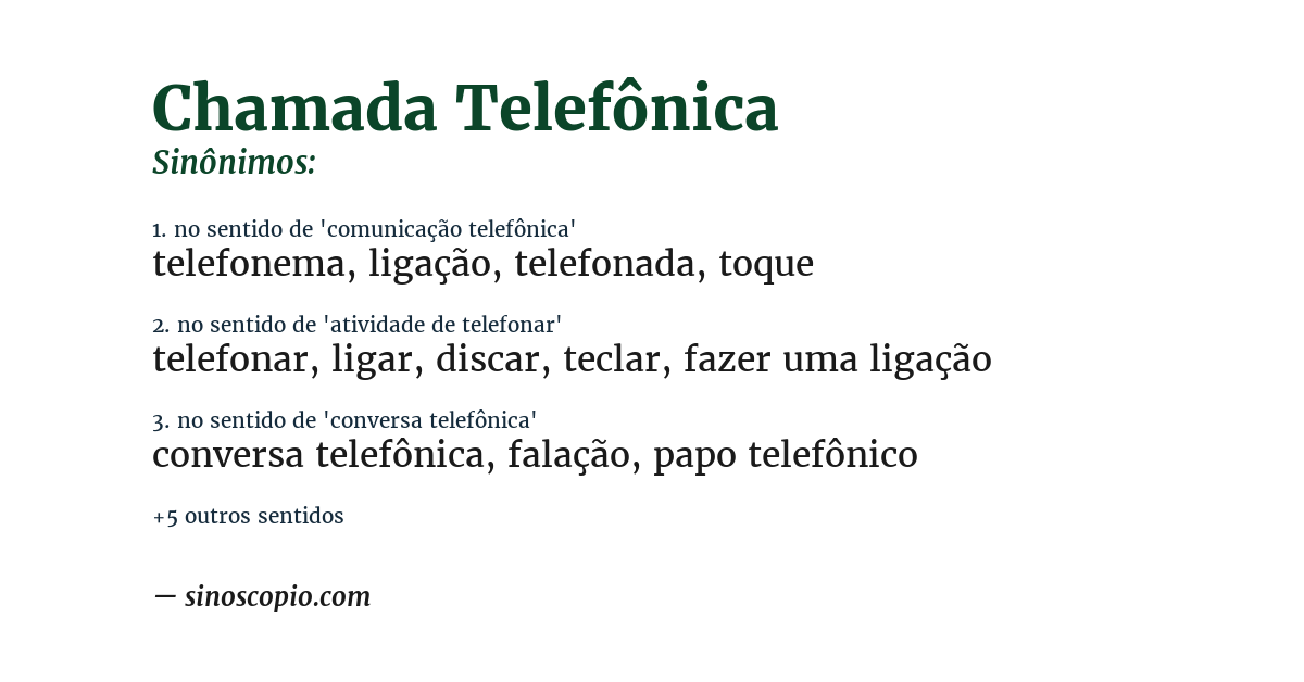 Sinônimo de chamada telefônica