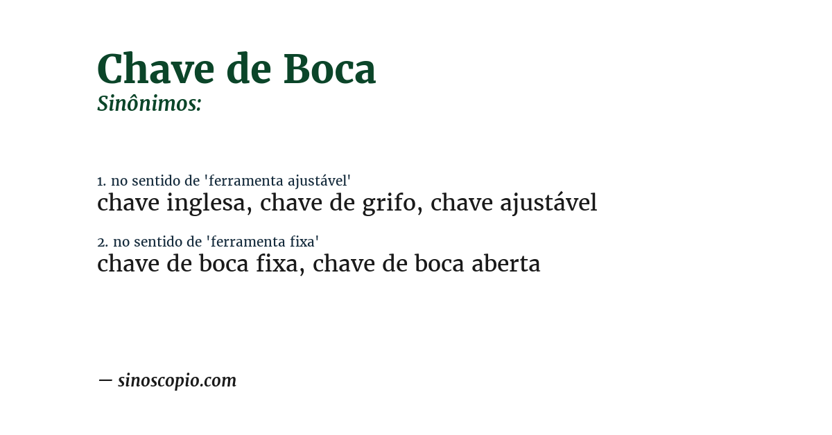 Sinônimo de chave de boca