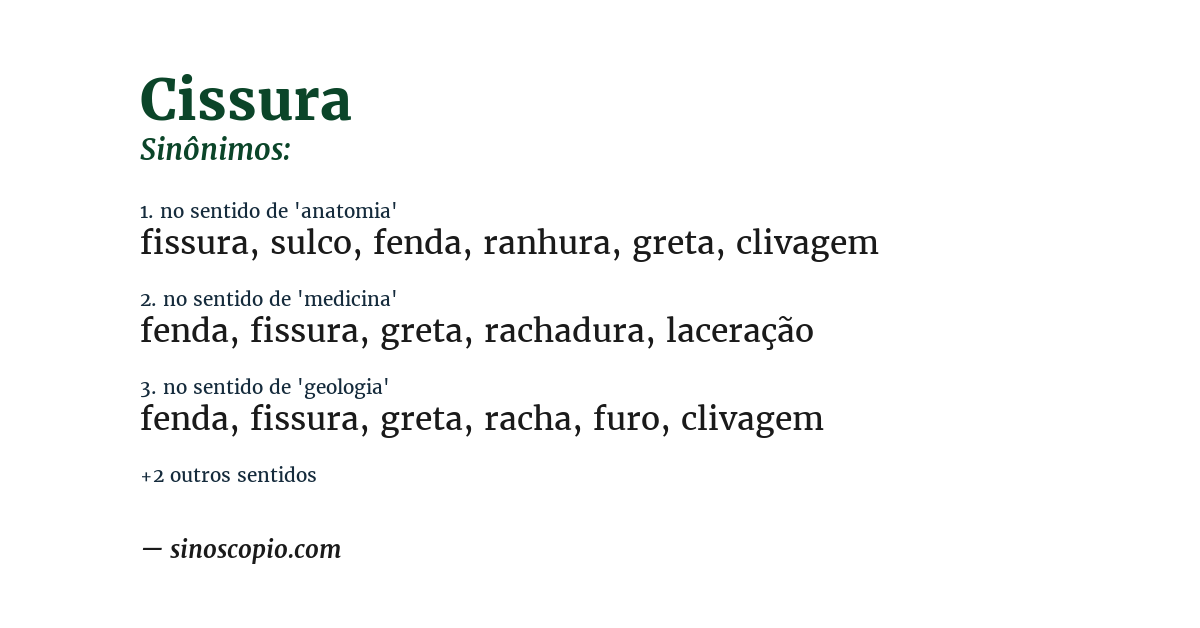 Sinônimo de cissura