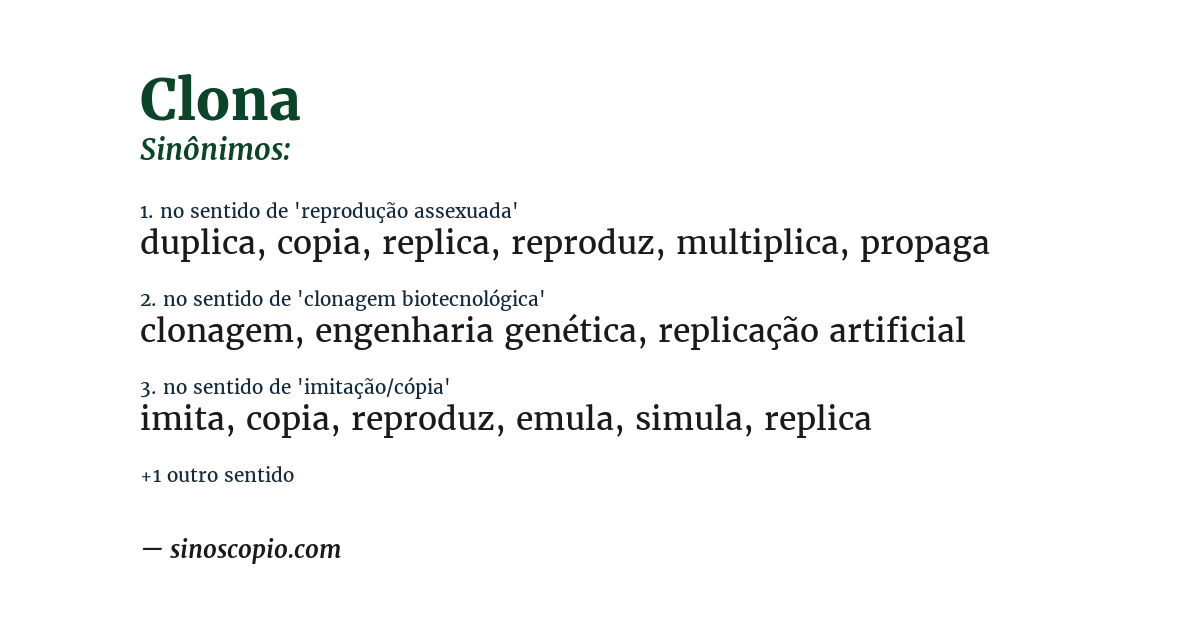 Sinônimo de clona