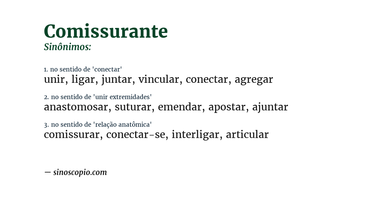 Sinônimo de comissurante