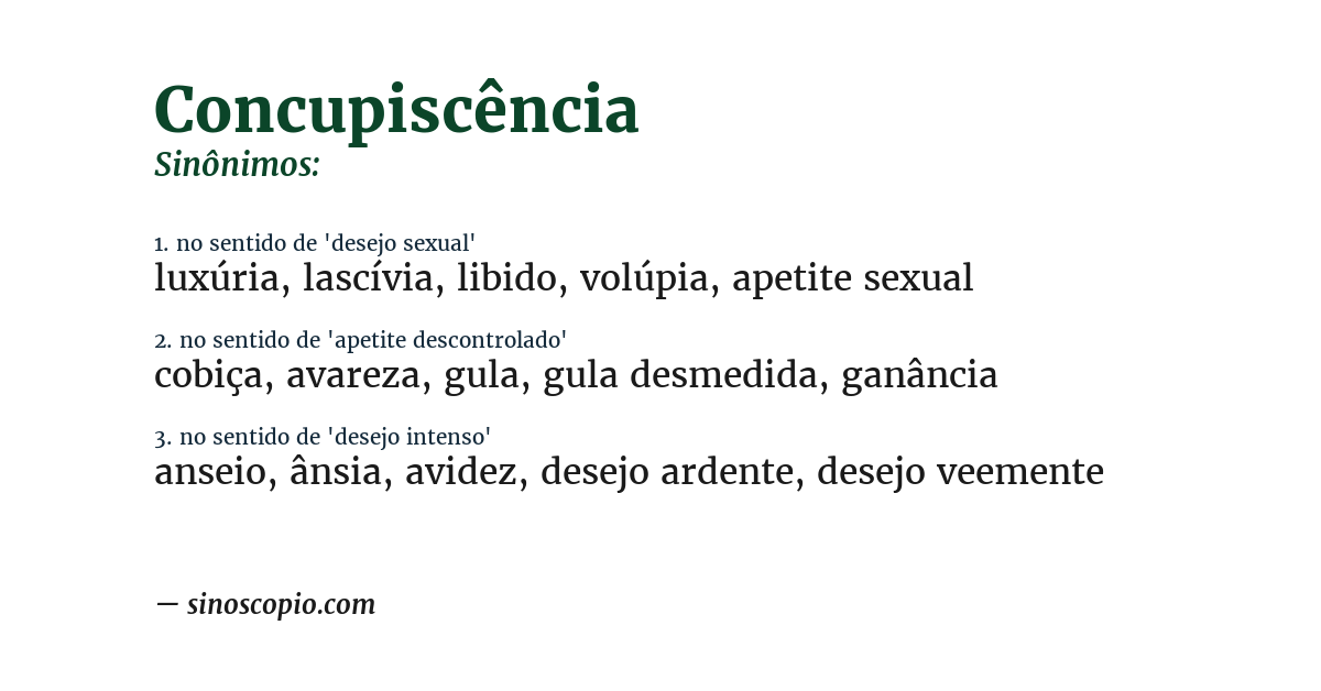 Sinônimo de concupiscência