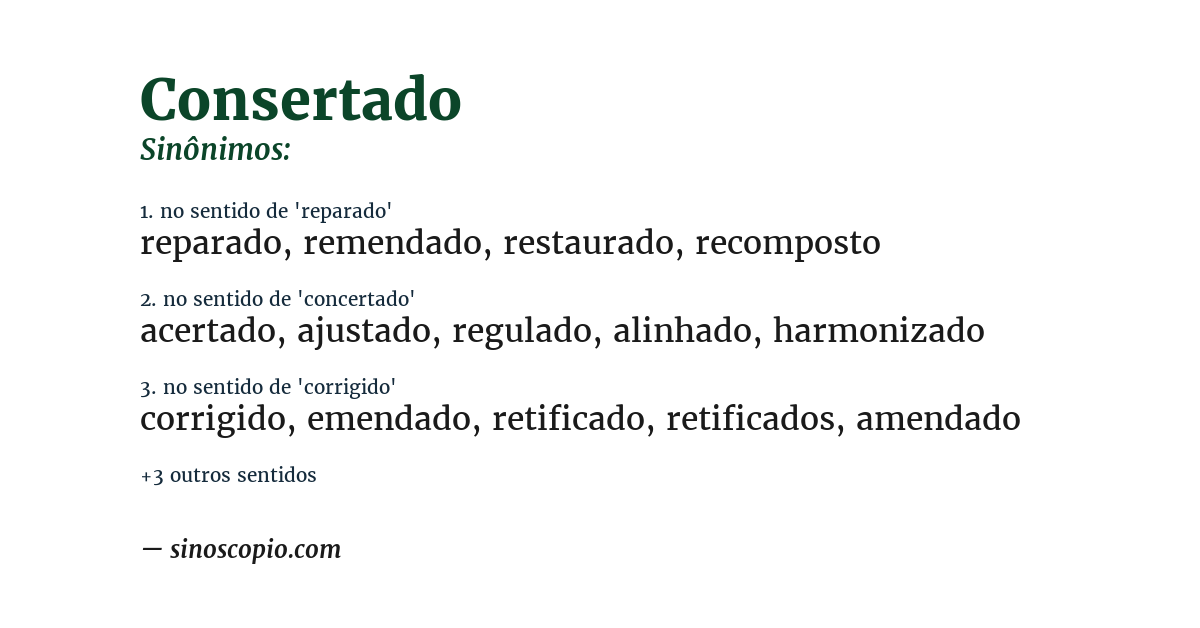 Sinônimo de consertado