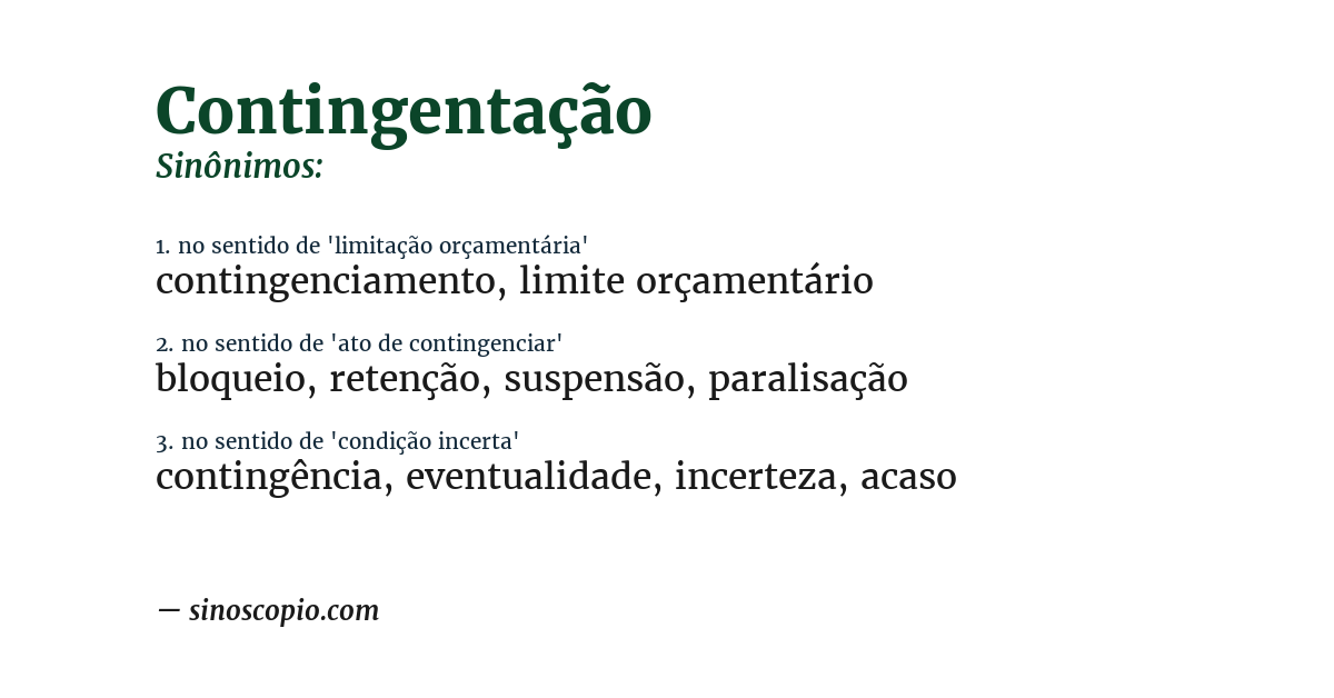 Sinônimo de contingentação