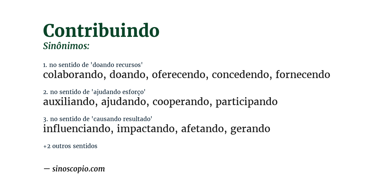 Sinônimo de contribuindo