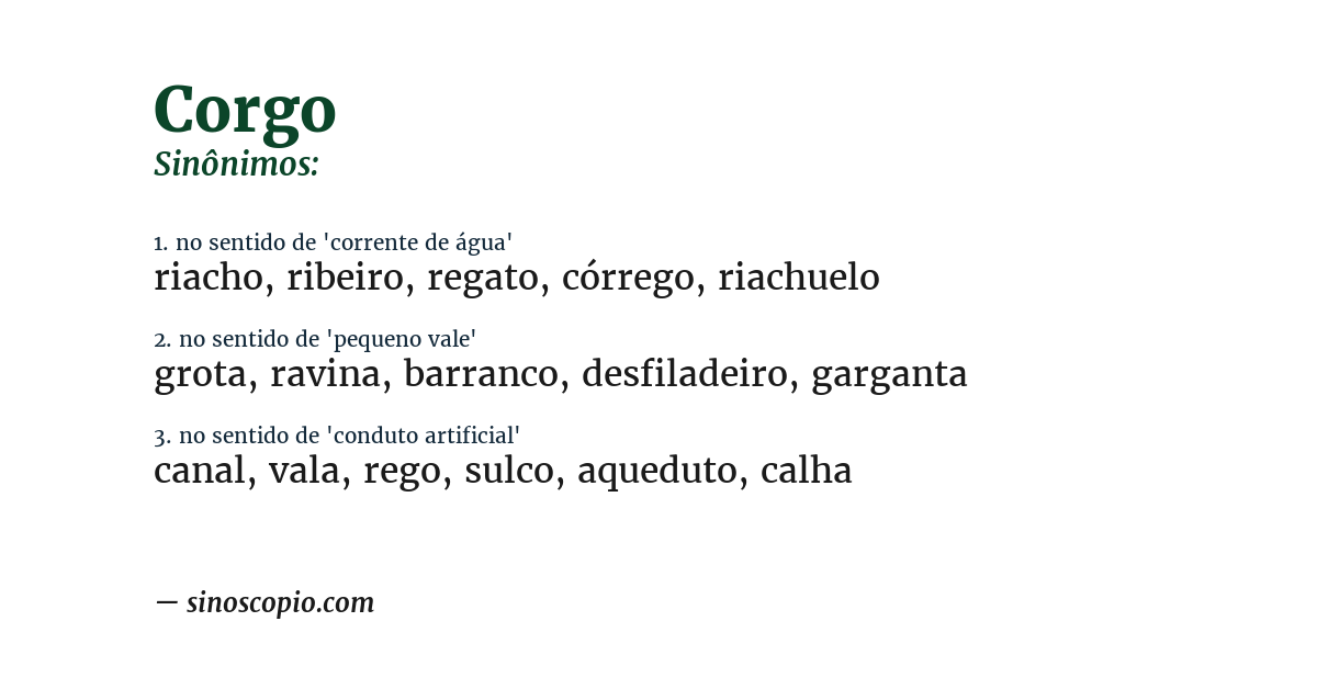 Sinônimo de corgo