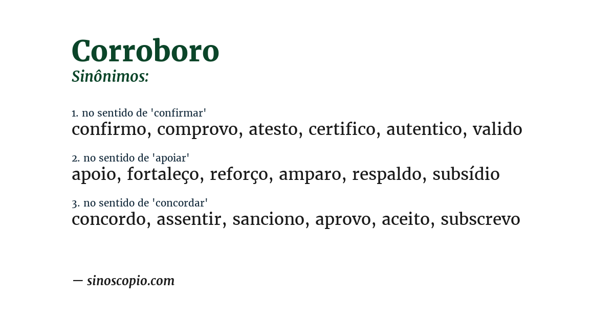 Sinônimo de corroboro