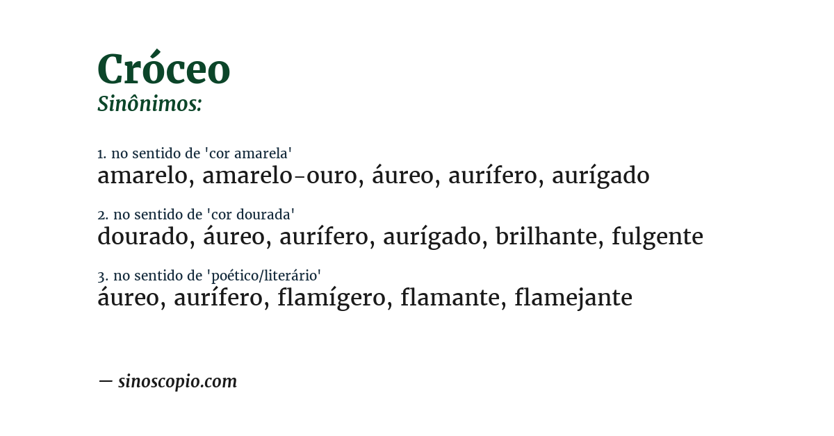 Sinônimo de cróceo